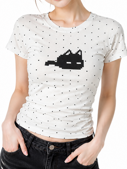 ドットキャットプリントTシャツ TK0532