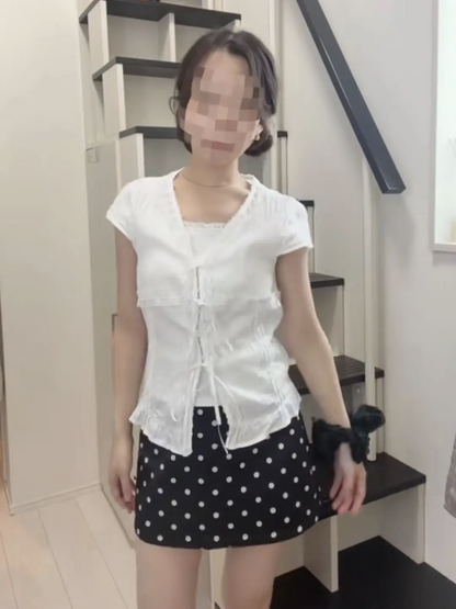 「15milk_0」ドット柄インナーショートパンツ付きスカート TK0535