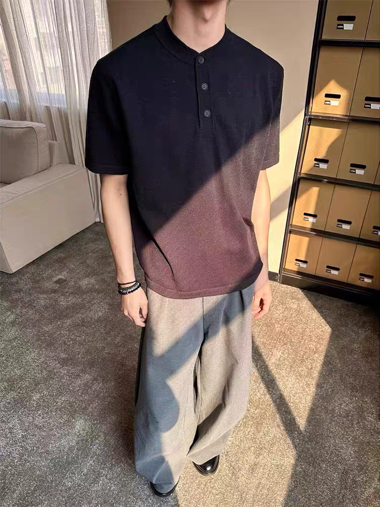ニットヘンリーネックTシャツ TK0536