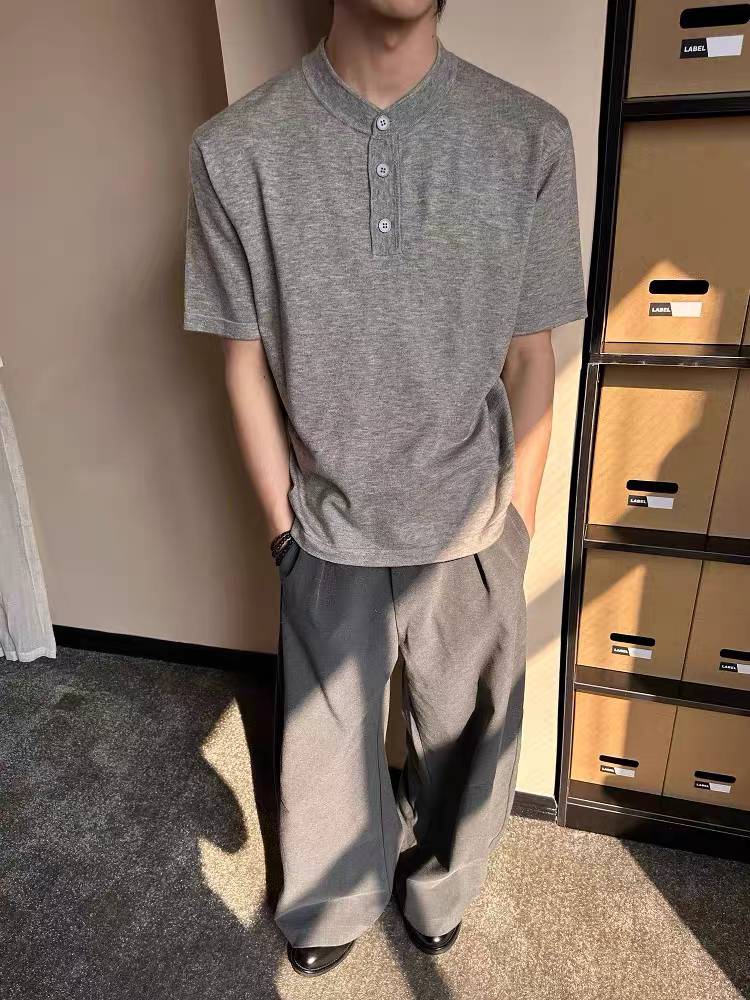 ニットヘンリーネックTシャツ TK0536