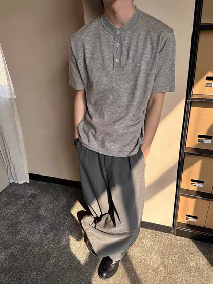 ニットヘンリーネックTシャツ TK0536