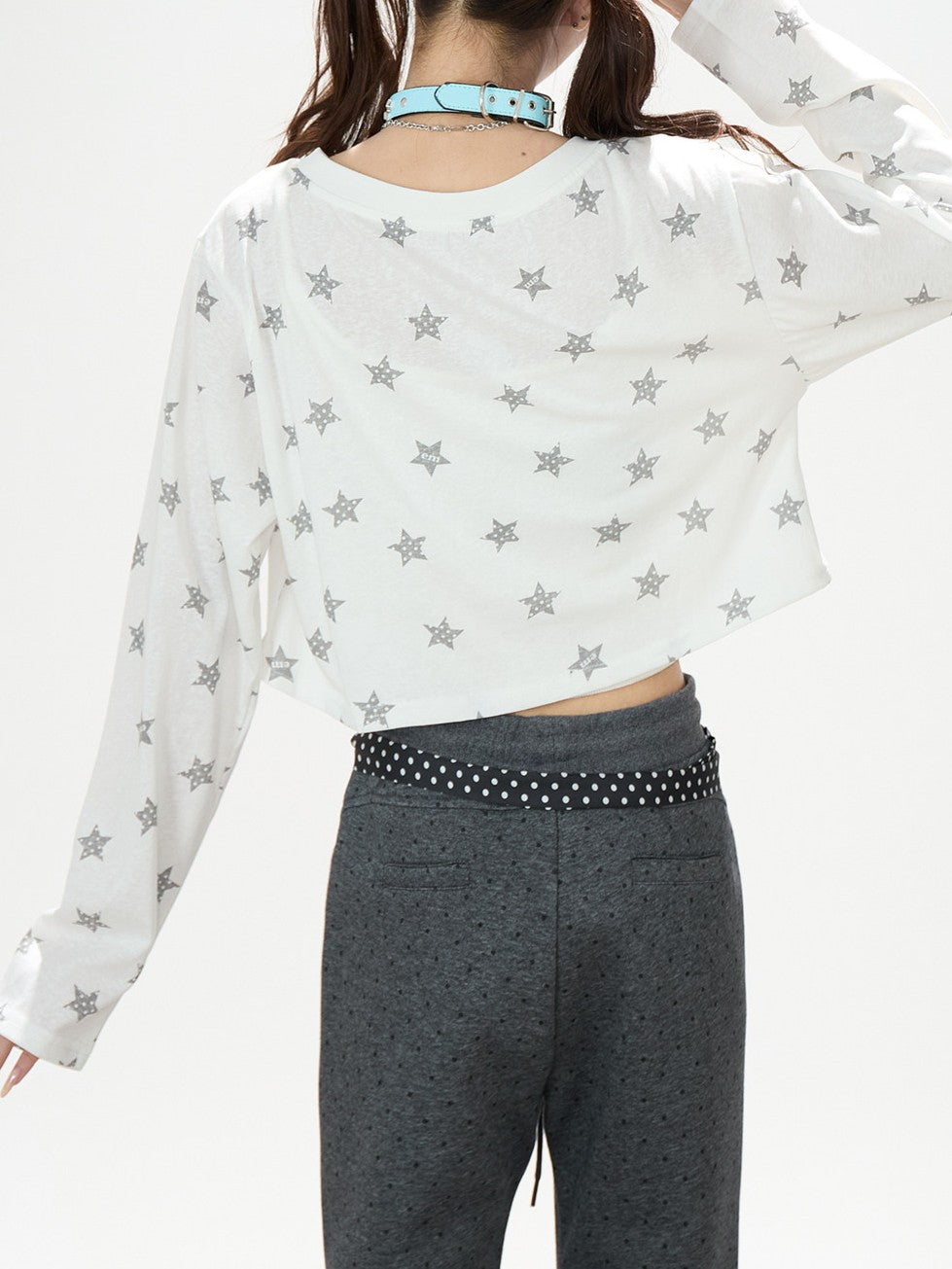2WAYスター柄薄手ロングTシャツ TK0541