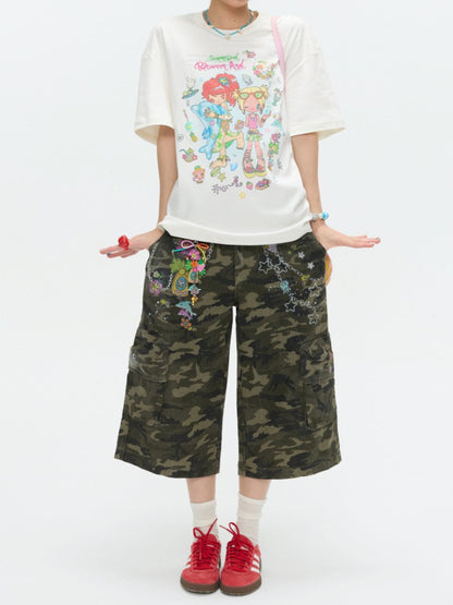 カモフラージュワイドクロップドパンツ TK0542