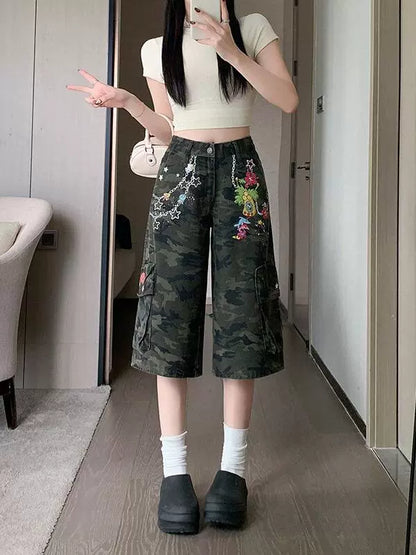カモフラージュワイドクロップドパンツ TK0542