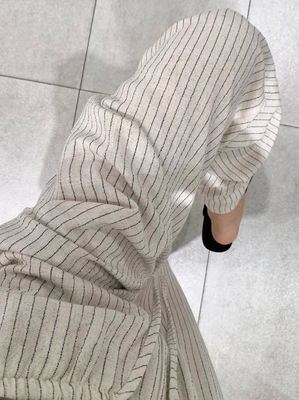 リネンストライプワイドパンツ TK0543
