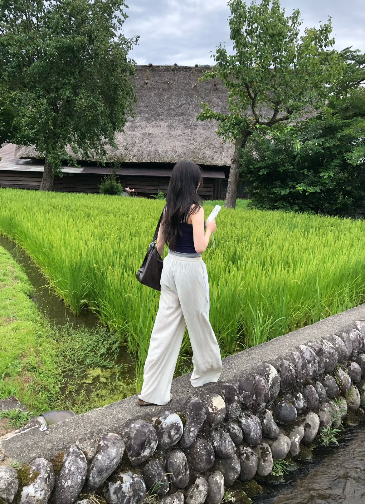「otoh_13」リネンストライプワイドパンツ TK0543