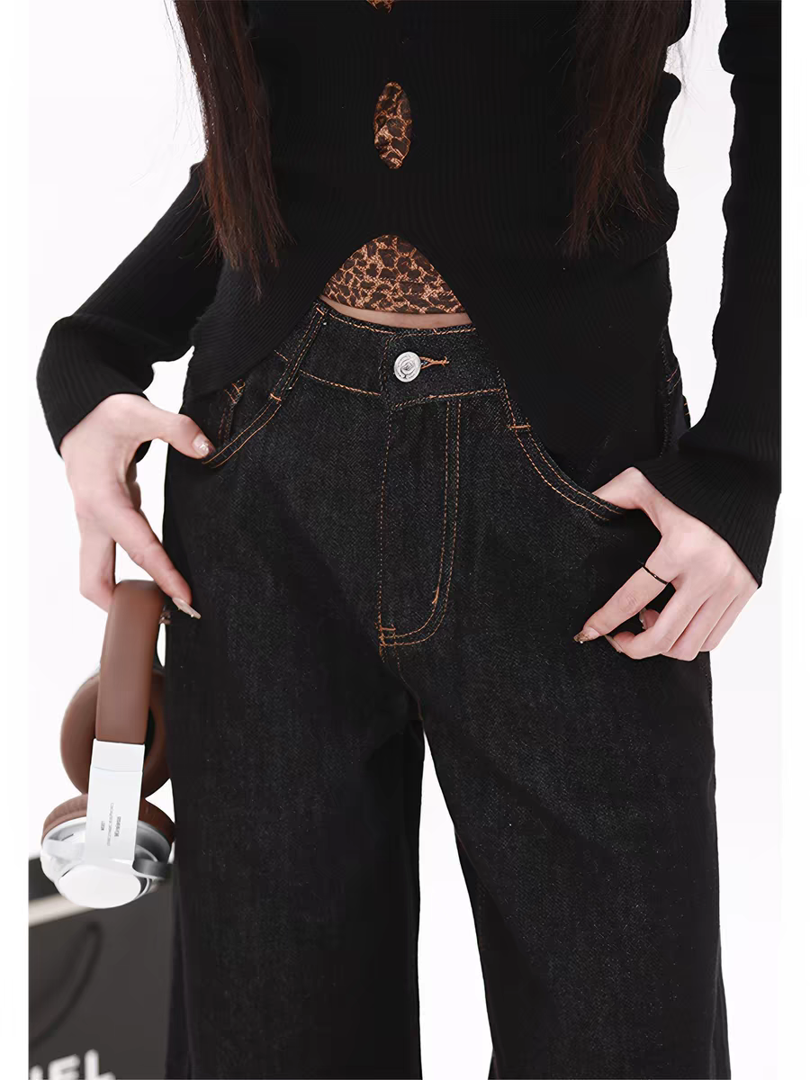 レオパードロールアップワイドデニムパンツ TK0549