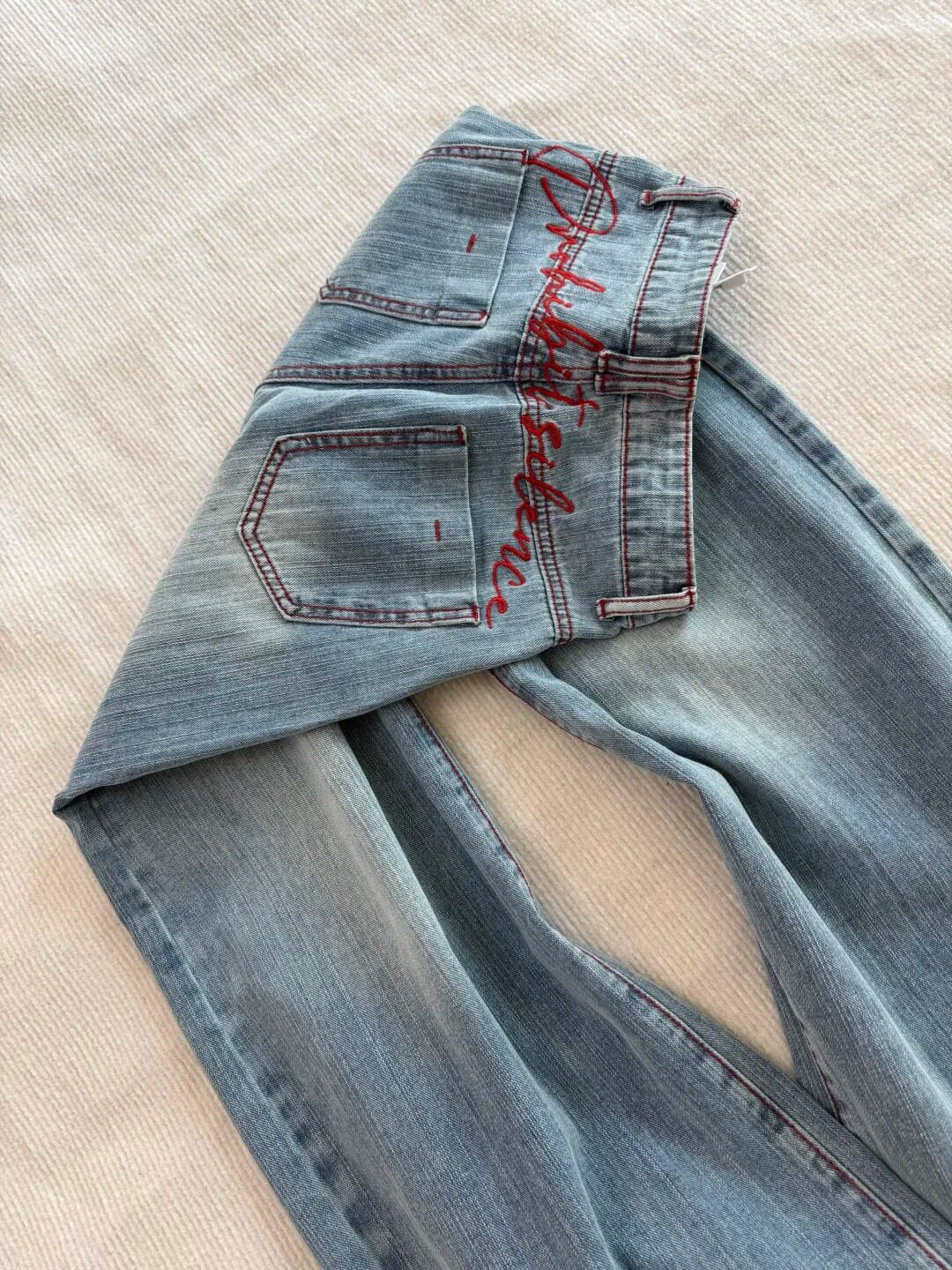 ヴィンテージデザインウエスト刺繍デニムパンツ TK0567