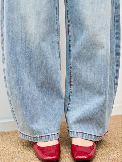 ヴィンテージデザインウエスト刺繍デニムパンツ TK0567