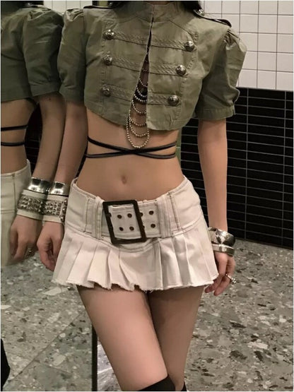 ダブルボタンパフスリーブショートジャケット TK0585