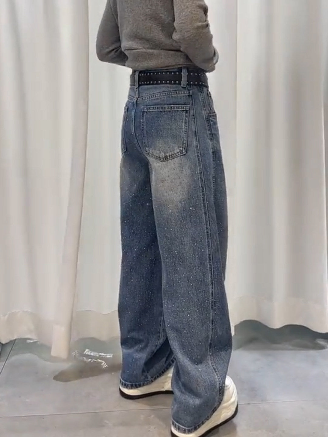 ストーン付きオールオーバーバルーンデニムパンツ TK0587
