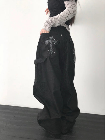 レオパードクロスデザインバルーンデニムパンツ TK0590