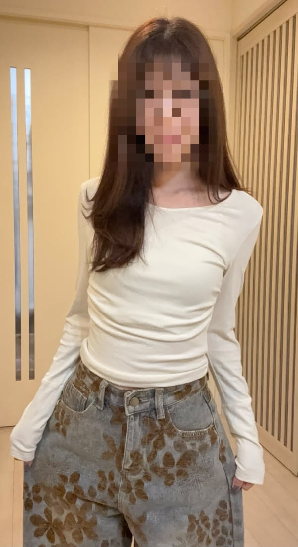 「にもにも」フロッキーフラワーワイドデニムパンツ TK0591