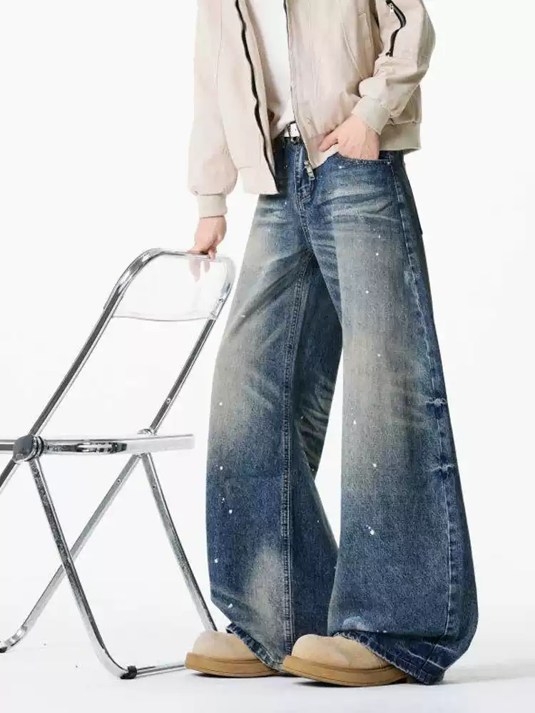 ペイントドットバギーデニムパンツ TK0599