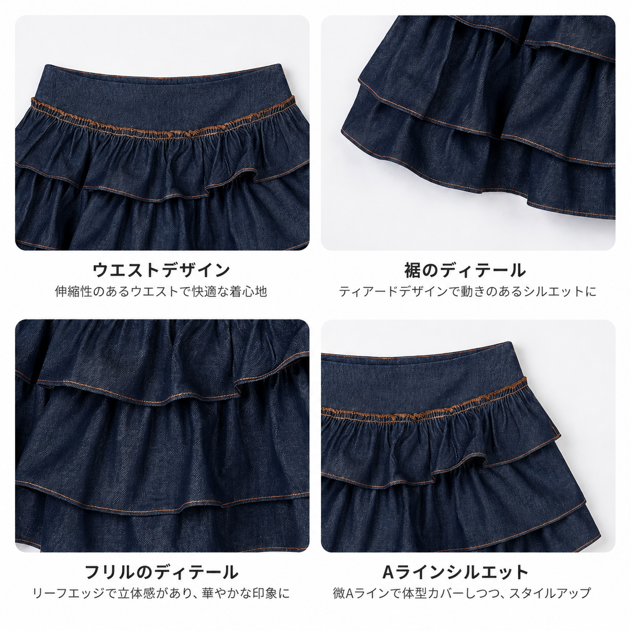 フリルスカートデニムセットアップ TK0600
