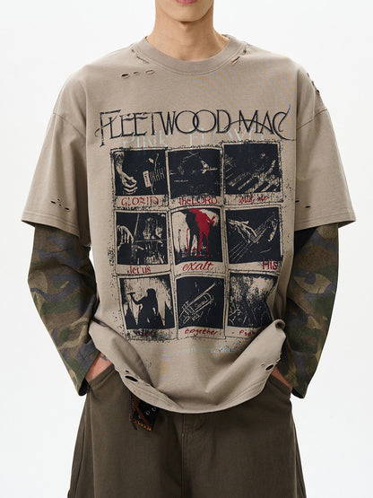 ダメージレイヤードグラフィックTシャツ TK0606