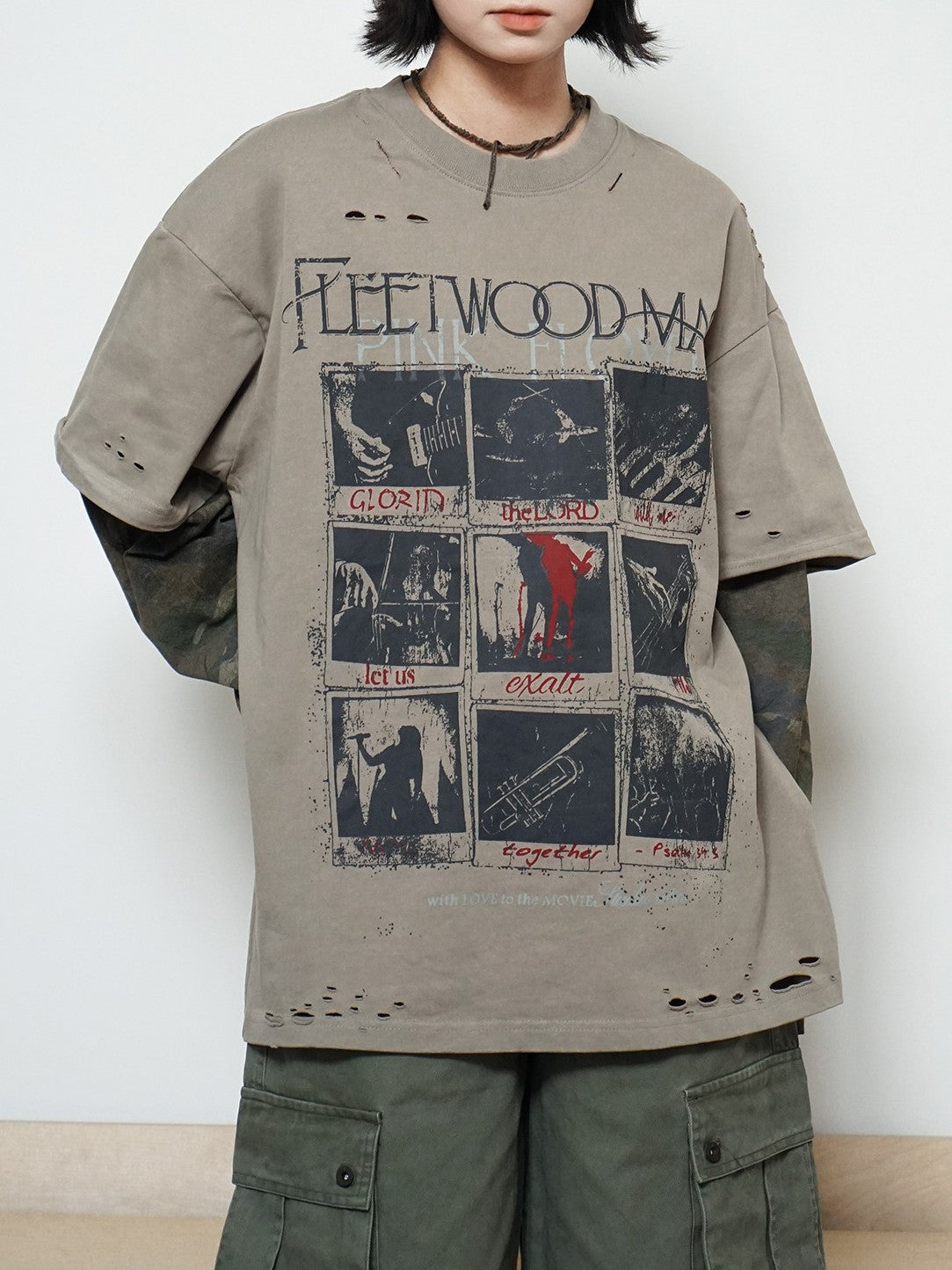 ダメージレイヤードグラフィックTシャツ TK0606