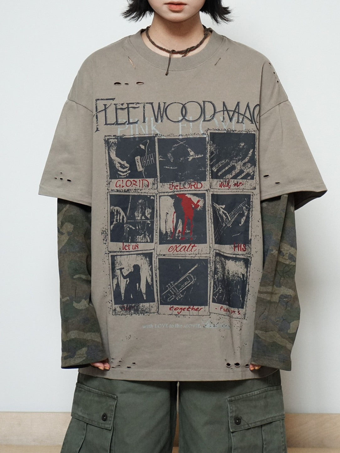 ダメージレイヤードグラフィックTシャツ TK0606