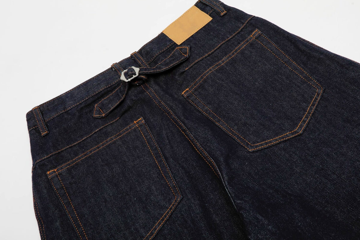 バックベルトデザインワイドデニムパンツ TK0608