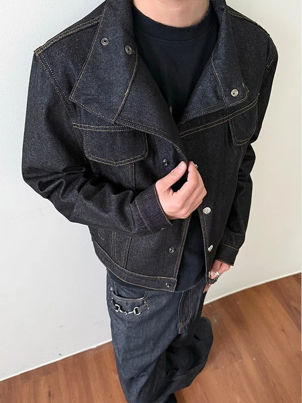 ブラックデニム スタンドカラージャケット TK0609