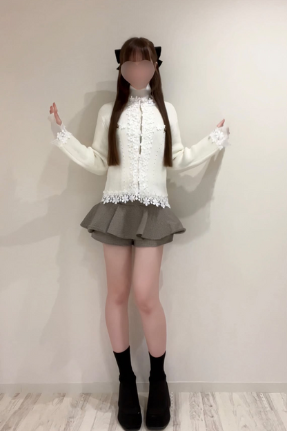 「sstkd30」レース付きフェミニンニットカーディガン TK0617