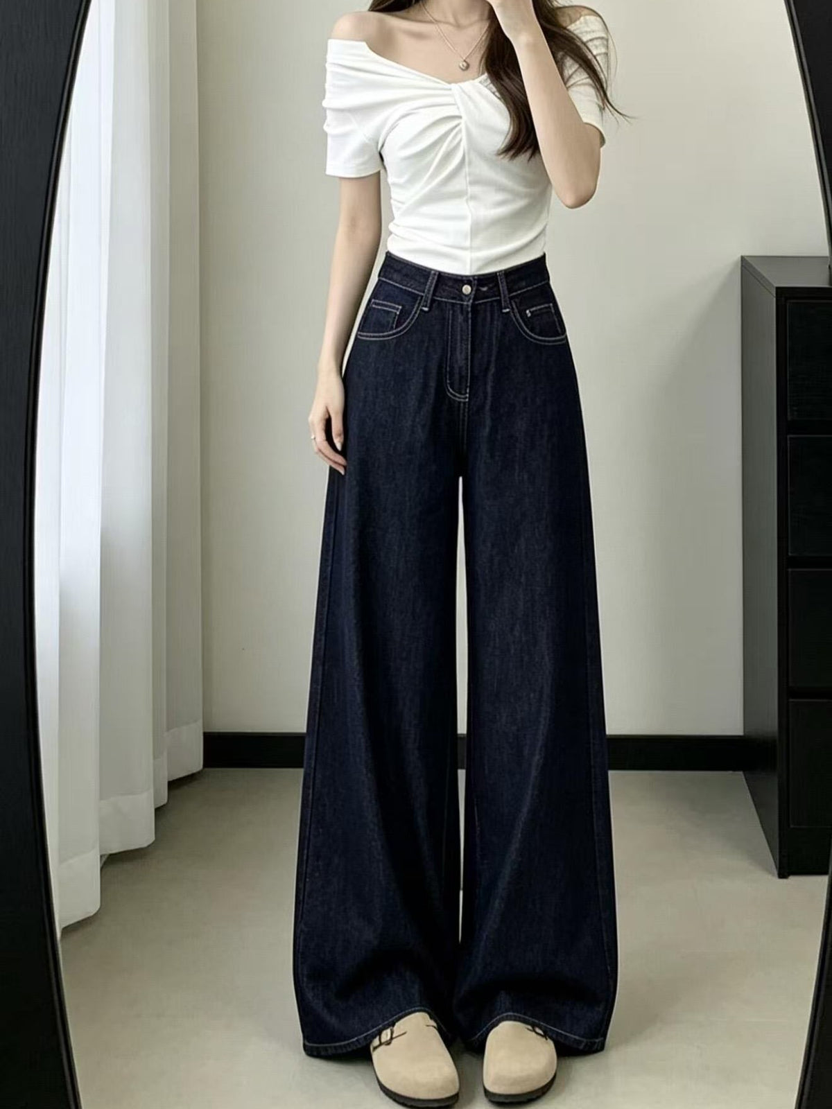 ベーシックワイドストレートデニムパンツ TK0631