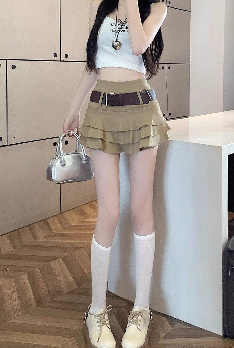 ベルト付きフリルショートパンツ TK0632
