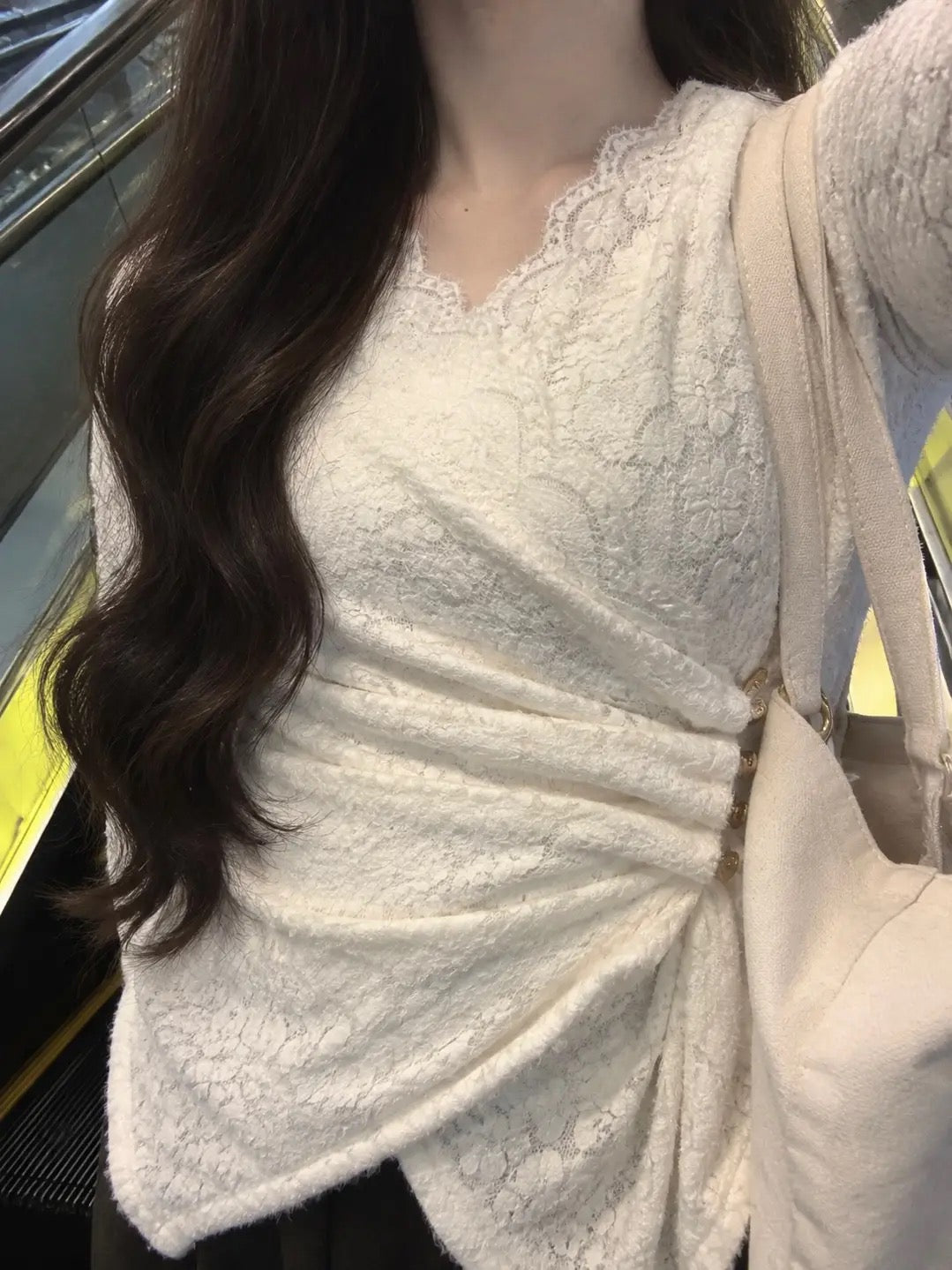 「nono」レースアシンメトリーカシュクールトップス TK0635