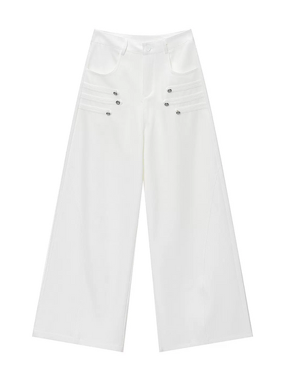 レトロミリタリーホワイトデニムパンツ TK0649