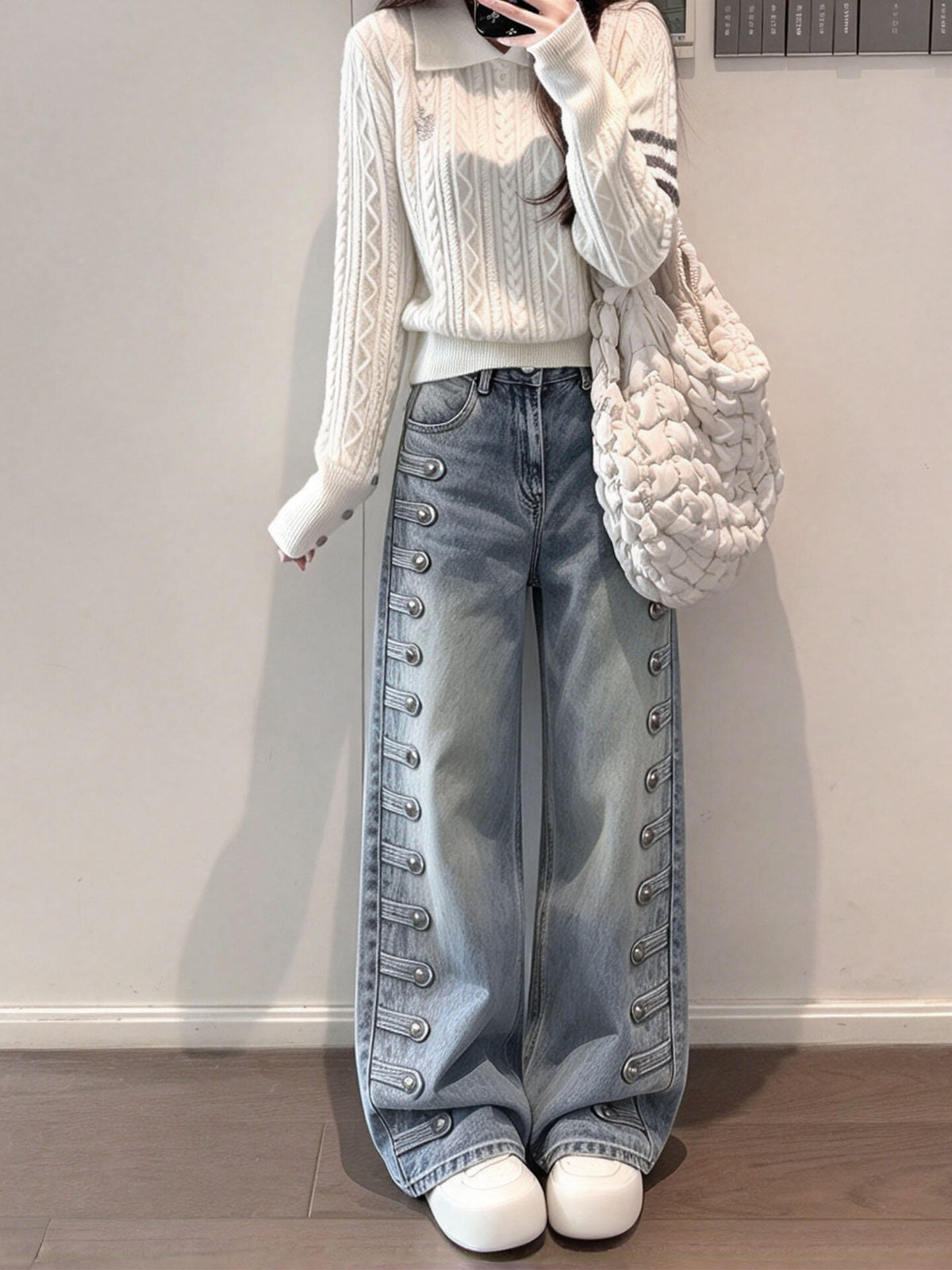 ナポレオン風メタルボタンデニムパンツ TK0653