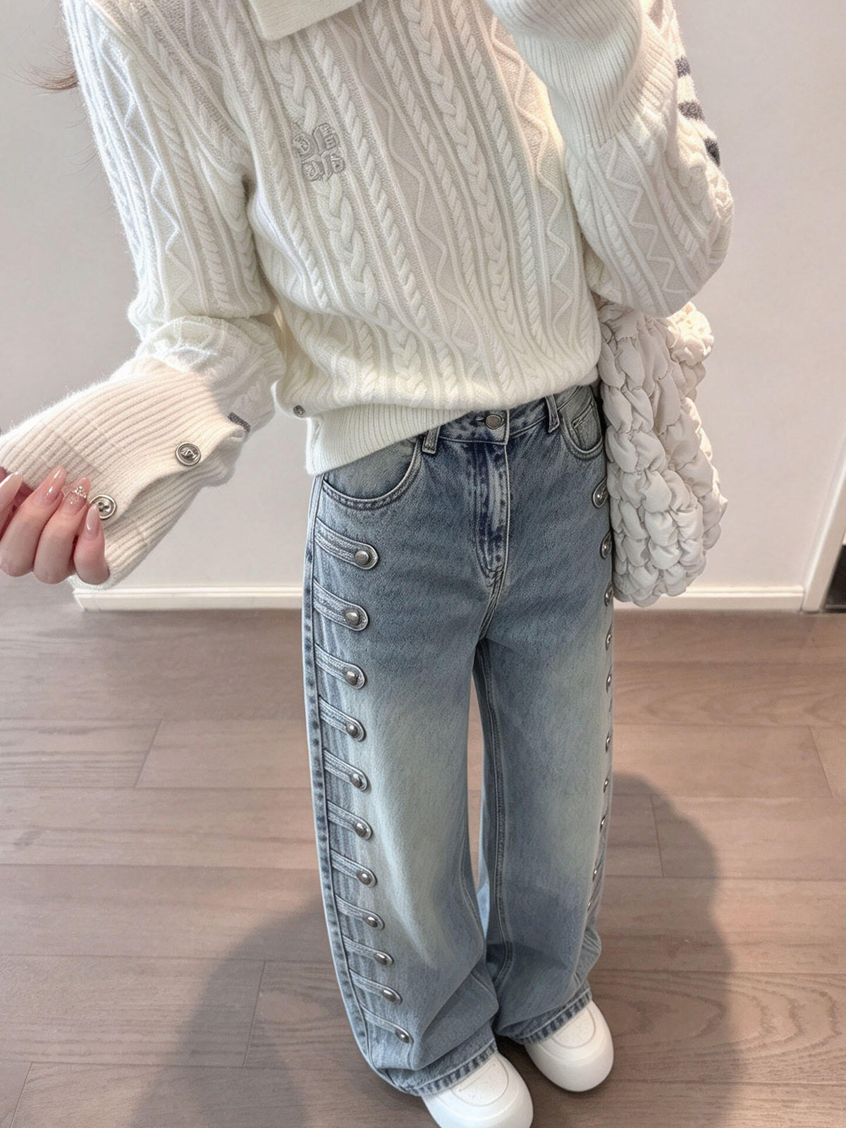 ナポレオン風メタルボタンデニムパンツ TK0653