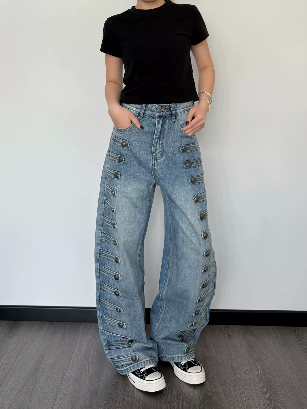 ナポレオン風メタルボタンデニムパンツ TK0653