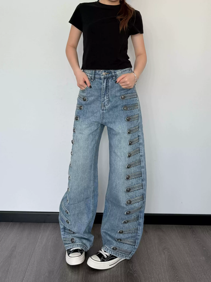 ナポレオン風メタルボタンデニムパンツ TK0653