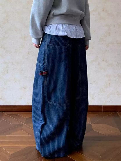 ポケットデザインストライプワークデニム TK0655