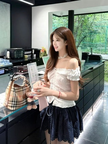 「今っぽ最旬トップス」2WAYレースVネックブラウス TK9936