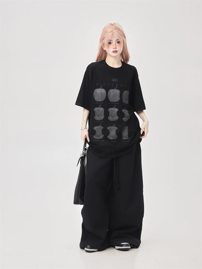 ヴィンテージ風プリントルーズTシャツ ZB017