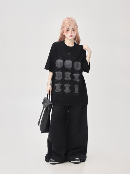 ヴィンテージ風プリントルーズTシャツ ZB017