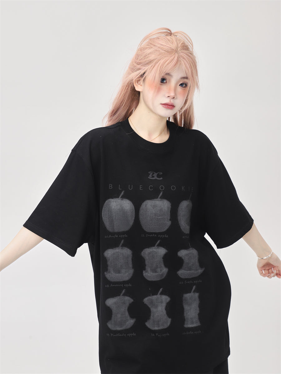 ヴィンテージ風プリントルーズTシャツ ZB017