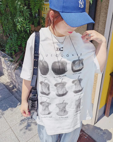 「yakko.ft2」ヴィンテージ風プリントルーズTシャツ ZB017