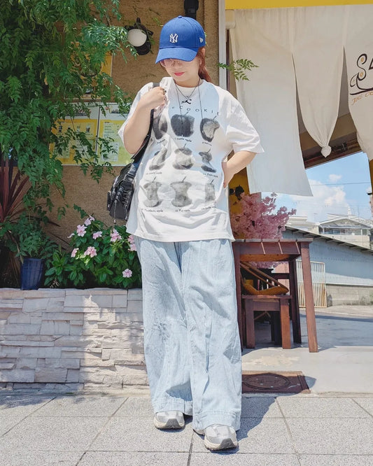 「yakko.ft2」ヴィンテージ風プリントルーズTシャツ ZB017