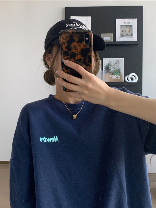 ラウンドネックゆったりミディTシャツ ZB019