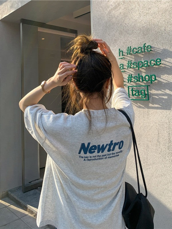 ラウンドネックゆったりミディTシャツ ZB019