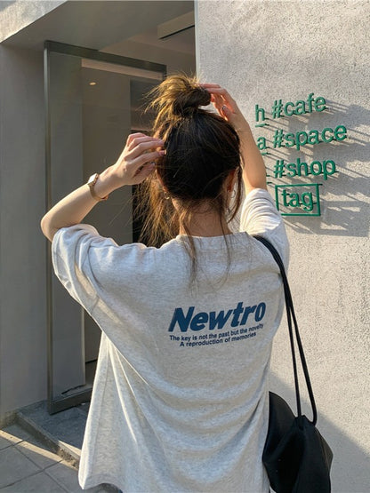 ラウンドネックゆったりミディTシャツ ZB019