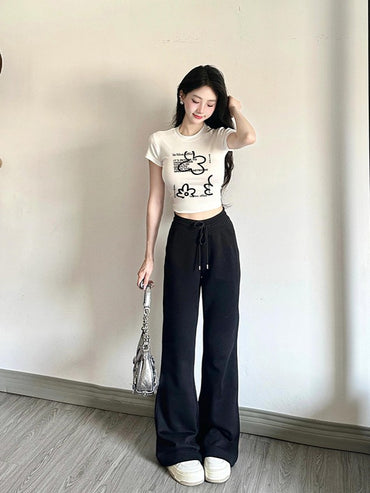 「限定セール」ホワイトプリントギャルTシャツ ZB027