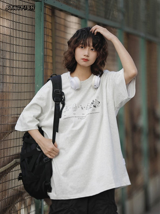 キャンプ柄ラウンドネックTシャツ ZB049