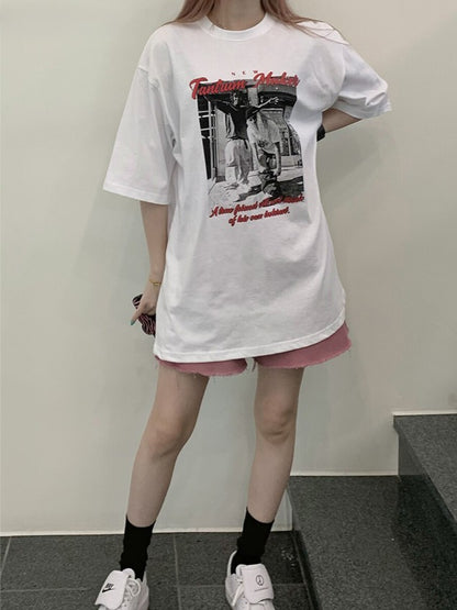 ヒップホップ風 綿素材 プリントTシャツ ZB070