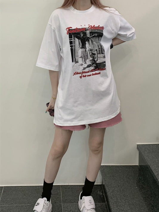 ヒップホップ風 綿素材 プリントTシャツ ZB070