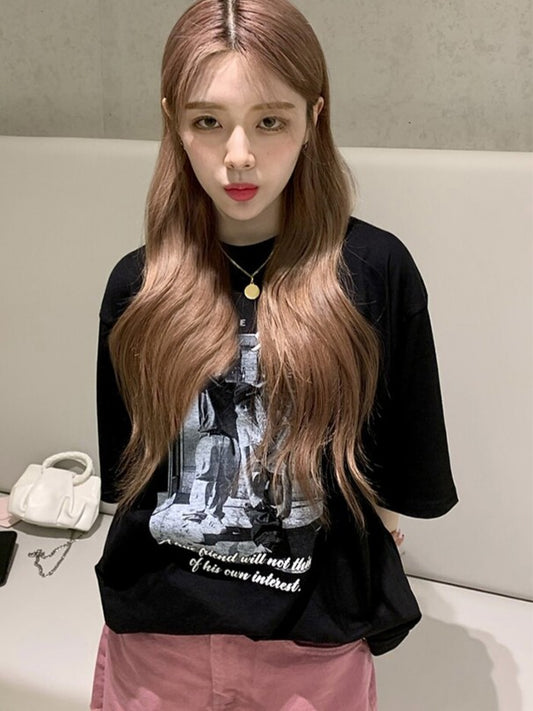ヒップホップ風 綿素材 プリントTシャツ ZB070