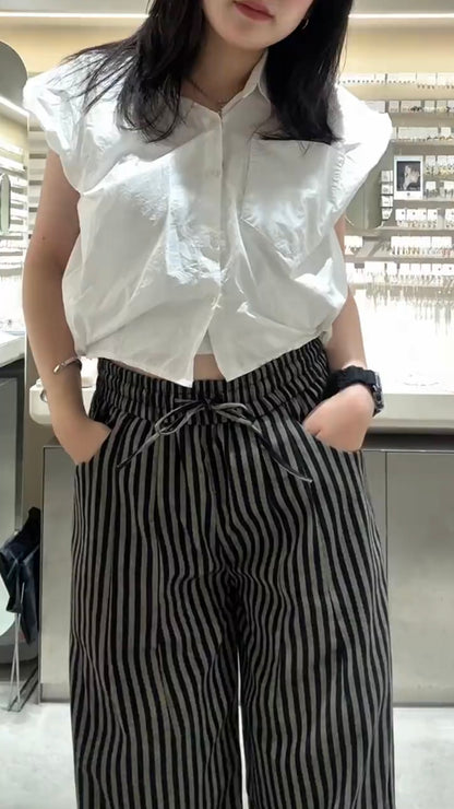 「hiinaaii24」ストライプワイドパンツ TK0203
