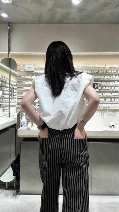 「hiinaaii24」ストライプワイドパンツ TK0203